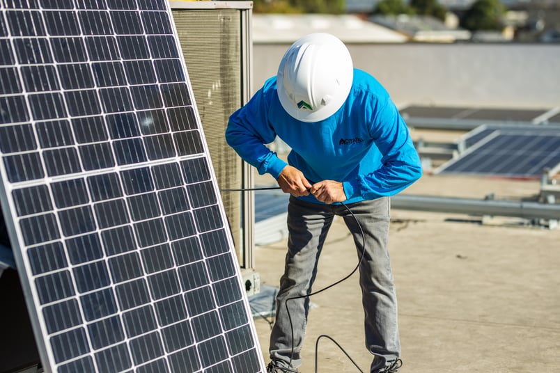 Contractor Installing Solar on Roof